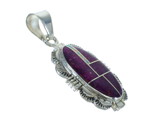 Southwest Sterling Silver Magenta Turquoise And Opal Pendant VX65485